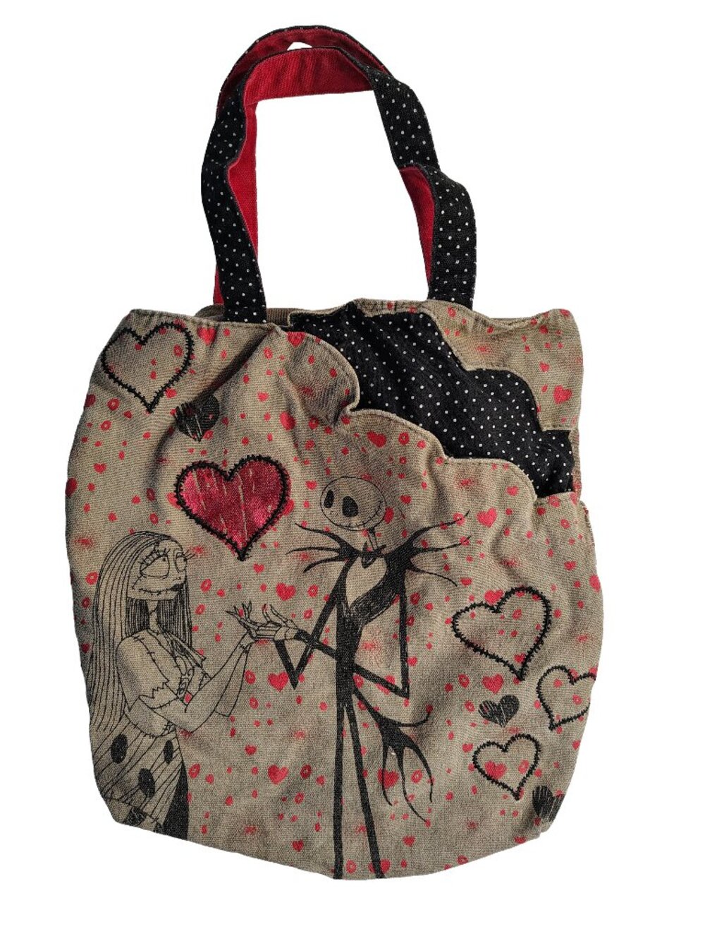 Women's Small Nightmare Before Christmas Jack & Sally Cotton Canvas Handbag